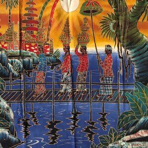 Balinese Batik Art Panel Traditional Scene Bali Indonesia Asian vintage AS IS